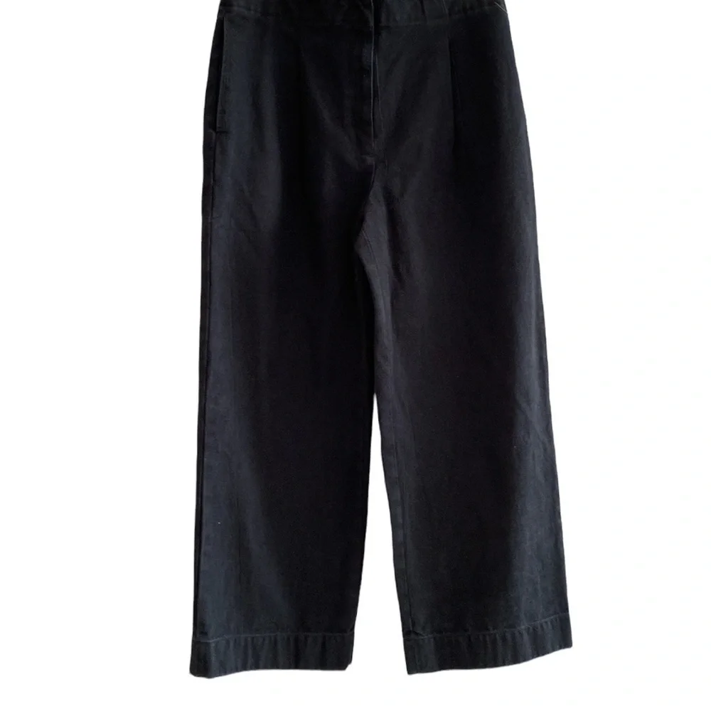 Club Monaco Nordstrom black wide leg cotton jeans Cinch belt back NEW S 10 C